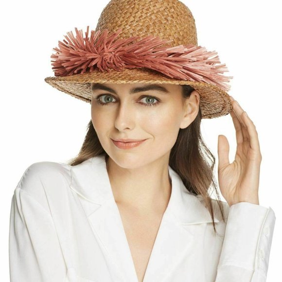 Gigi Burris Millinery Sunrise RaffiaTrim Straw Hat - Picture 1 of 2